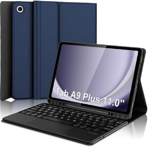 Keyboard Case for Samsung Galaxy A9 Plus Tab 11inch, Galaxy Tab A9+ 5G Case with Touch Keyboard - Detachable Bluetooth Keyboard with Trackpad, Case for Samsung Tablet A9Plus with Pen Holder, Navy Blue