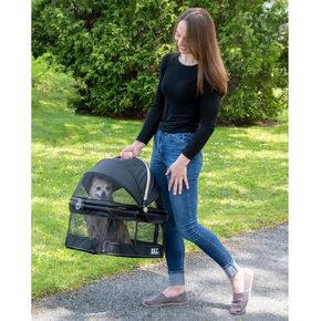 Pet Gear No-Zip View 360 Pet Safety Carrier & Car Seat for Small Dogs & Cats Push Button Entry, View 360 20-inch, Onyx