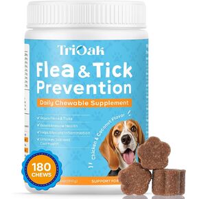Flea and Tick Prevention for Dogs Chewable: Natural Soft Dog Treats, Oral Pet Treatment for Dogs Health & Immunity - Daily Supplement & Repellent Chews for Small, Large Dog, Puppy Flea & Tick Control