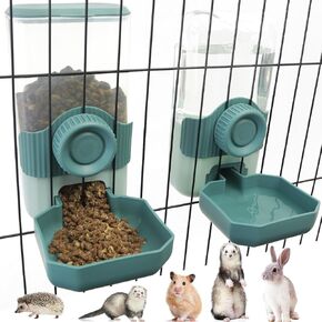 Automatic Gravity Pet Feeder Water Dispenser with Adjustable Hanging Hook - Large Capacity for Small/Medium Animals (Guinea Pigs, Cat, Rabbits, Hedgehogs, Birds) Easy Clean Cage-Mounted
