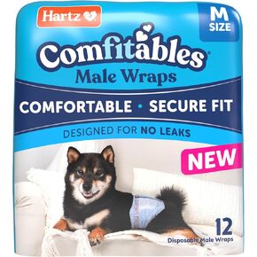 New! Hartz® Comfitables® Disposable Male Dog Wraps with Stretchy Waistband, Medium 12 Count