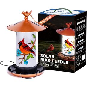 XDW-GIFTS Mosaic Solar Wild Bird Feeder ، شكل فانوس مقاوم للماء مع S-Hook و 4 أضواء LED ، ديكور حديقة للعشب ، الفناء ، الشرفة ، زخرفة الفناء-هدايا فريدة من نوعها للأم ، النساء ، الجدة ، عشاق الطيور