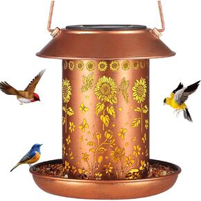 Sunflower Solar Bird Feeder for Outdoors Hanging Solar Lanterns Waterproof Metal Wild Bird Feeders Garden Outside Yard Decor Christmas Birthday Gifts for Women Mom (Butterfly in Kuwait