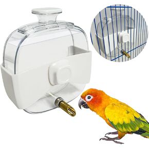 PINVNBY Bird Water Dispenser 15.22 Fl Oz Automatic Bird Water Feeder for Parakeet Budgie Lovebird Cockatiel Finch (White)