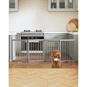 keny Dog Gate Indoor, 3 Panel Freestanding Dog Gates with Support Feet for Stairs, Pet Gates for Doorways Hallways, Folding Pet Barrier for Puppy Sturdy, 53" L x 24" H White
