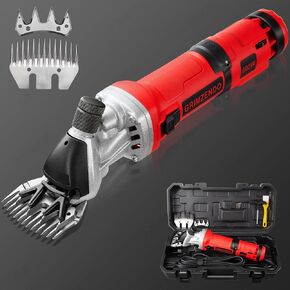 مقصات الأغنام 600W ، كليبرز الكليفرات الكهربائية ، 6 سرعات حلاقة للماشية الثقيلة للمواد الثقيلة لتمهيد خيول الأغنام الكلب الكلب المعاطف السميكة ، الكلب الصغير ممنوع ، أحمر ، أحمر