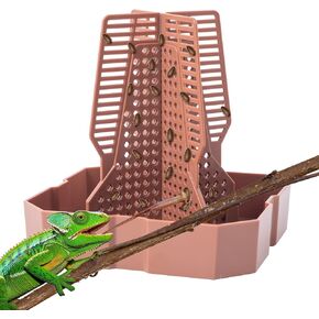 Reptile Feeder Bowls with Climbing Ladder for Chameleon,Bearded Dragon,Guardians Hunting Bugs Keep Training Terrarium Bowls for Lizards,Frogs,Geckos Other Small Pets,Brown (Small)