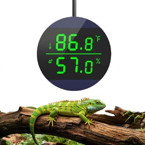 QZQ Reptile Tank Thermometer Hygrometer, LED Digital Reptile Thermometer and Humidity Gauge for Reptile Snake Tank Accessories Terrarium Pet Rearing Box with USB Power Supply (Black)