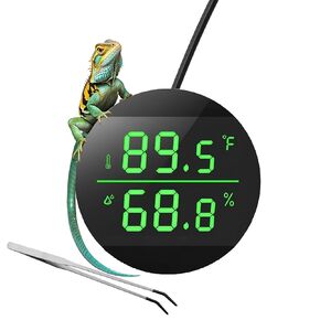 Reptile Tank Thermometer, LED Digital Reptile Thermometer and Humidity Gauge with 55.2" Cable USB Power Supply,Stainless Steel Reptile Feeding Tongs with Rubber Tip.（2025 New Upgraded Version） ﻿