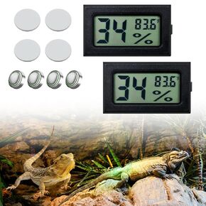 2PCS Mini Digital Thermometer Hygrometer, Rectangle Reptile Thermometer and Humidity Gauge, with Fahrenheit (℉) for Jumping Spider, Leopard Gecko, Hermit Crab, Gecko, Ball Python, Lizard