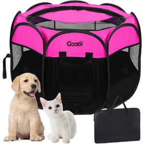 Pet Cat Playpen للقطط الداخلية المغلقة ، قابلة للطي قابلة للطي ، قفص خيمة في الهواء الطلق قفص قفص مع باب السوستة العلوي لجرو هريرة خارج كرمبر سيارة RV (صغير الحجم ، وردي)