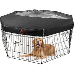 PJYuCien Dog Playpen Bottom Pad,Fits 24 Inch 8 Panels Regular Octagon Metal Exercise Pet Pen,Elastic Buckles Connections,Black (Note:Fence Not Included)