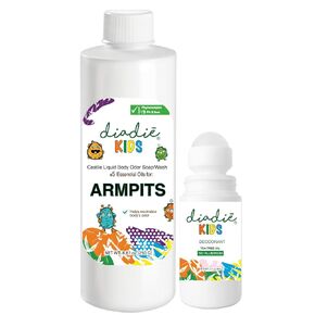 Kids Natural Mix pack Natural deodorant rollon and a Castile Liquid Body Odor Soap/Wash, For Armpits, feets, body odor protection, 5 Essential Oils, 8.81 oz, 2 Pack