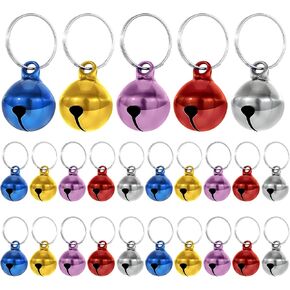 25 PCS أجراس القط الملونة مع صوت هش بصوت عالٍ ، جرس القط وجرس ذباع طوق مع مفاتيح ، جرس طوق للتدريب ، قلادة جرس تدريب ، ملحقات قلادة للحيوانات الأليفة سحر