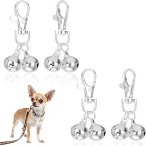 4 PCS Mini Dog Collar Bells ، Cat Bell ، Silver Pet Expensitory for Training ، Houd Sharms for Dogs and Cats