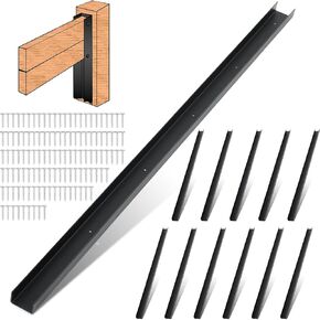 12 Pack 42 Inch Horse Stall Wall Channels Galvanized Steel Easy Installation Horse Stall Chew Guards Wood Protector with 120 Screws, Black