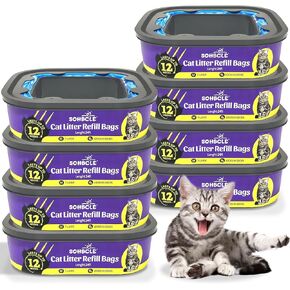 Cat Litter Refill Bags|24FT 8-Pack|Odor Control Cat Litter Bags|Compatible with Pet Genie Refills Standard,Plus,Style Pail Refills|Lasts Up to 24 Months