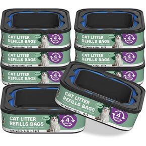 Jumbo Cat Litter Refill Bags Cartridge 28FT 8 Pack, Compatible with Litter Cat Genie Standard, Plus, XL, XL+ Pail Refills, 7-Layer Odor Control Pet Waste Bags