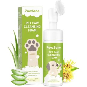 Dog & Cat Paw Cleaner, No-Rinse Foaming Pet Foot Washer with Built-in Scrubber Brush for Dirty, Muddy Paws – Suitable for Small, Medium & Large Dogs, Small Animals, Puppies, Kittens (5 fl oz)