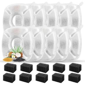 24 Pcs Cat Fountain Replacement Filters 12 Pack Cat Water Fountain Replacement Filters with 12 Pack Pre-Filter Sponges, Pet Fountain Filter Fit for 95oz/2.8L Automatic Pet Fountain Cat Water Fountain
