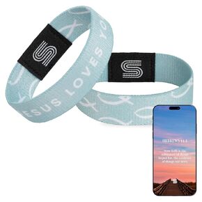 Daily Bible Verse Bracelet Scan NFC, Scripture Bracelets Scan Phone For Prayer, Wearable Jesus Faith Wristbands, Devotional God Band For Men, Women, Christian Easter Gifts For Adult (Jesus Loves You)