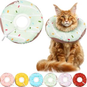 Cat Cone Collar Soft, Cat Recovery Collar for Wound Healing Cute Donut Adjustable Kitten Cones to Stop Licking Comfortable Lightweight Neck Elizabethan Collars for Kittens After Surgery