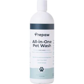 Pet Wash - 5 in 1 (Cleans, Conditions, Moisturizes, Deodorizes & Detangles) - Natural Ingredients - Gentle for Sensitive Skin - Softens Coat & Quick Rinse | Light Citrus Scent, 16 fl oz