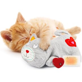 ALL FOR PAWS Heartbeat Cat Plush Toy – Calming Kitten Companion with Realistic Heartbeat, Anxiety Relief for Indoor Cats Dogs Pets