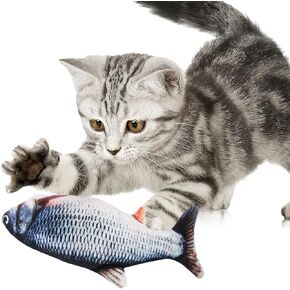 7.8inch Cat Floppy Fish Dog Toy, Realistic Plush Simulation Dancing Wagging Fish Cat Toy, Catnip Kicker Bite Toy
