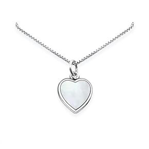 Sterling Silver Heart Necklace, Mother of Pearl Heart Pendant Necklace, Gift for Women (22 inches)