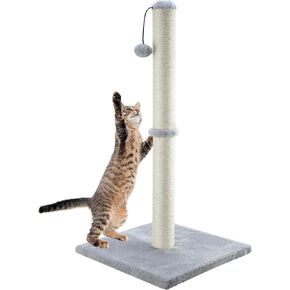 Dimaka 29" Height Tall Cat Scratching Post, Claw Scratcher with Sisal Rope and Covered with Soft Smooth Plush, Vertical Scratch [Full Strectch] for Standard Size Cats(Grey, 29 inches for All Cats)