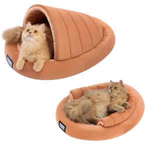 Balance 2 in 1 Cat Bed Cave for Kittens and Small Dogs, Cat Tents for Indoor Cats, Covered Cat Beds with Removable Cushion, Calming Cat Nest, Cat Hideaway, Washable Cats House with Non-Slip Bottom
