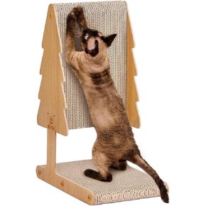 EHEYCIGA Cardboard Cat Scratcher for Indoor Cats, 24-Inch Corrugated Cat Scratching Board, L Shaped Vertical Cat Scratch, Large Scratching Board Pad, Brown