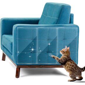 No Glue Marks Cat Scratch Furniture Protector, Couch Protector from Cat Claws, Eco-Friendly Furniture Protectors from Cats Scratching, Correcting Pet Scratching Habits(12-Pack+50 Pins)