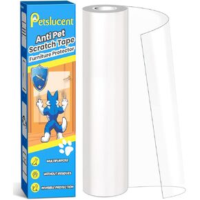 Petslucent Cat Scratch Furniture Protector: Cat Anti Scratch Tape - Door Protector from Dog Scratching - Clear Training Self Adhesive Tape for Carpet, Sofa, Couch, Door (118in x 7.9in)