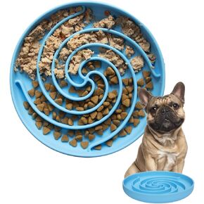 Dog Puzzle Bowl - Silicone Slow Feeder Dog Bowls for Healthy Eating - Puppy Slow Feeder Non-Slip Design Dishwasher Microwave Safe (Grey Green)