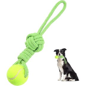 Dog Rope Toy for Medium and Small Dogs Interactive Puppy Toys Tug of War Rope Tether Tug Outdoor Dog Toy 1 Knot Puppy Teething Chew Cotton with Tennis Ball