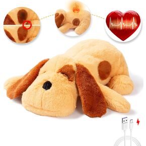 Heartbeat Puppy Toys for Dogs, [2025 Newly Upgraded] More Lifelike Mom with Upgraded Simulating Breathing/Body Temperature Dog Toys, Dog Anxiety Relief and Calming Aid,USB Rechargeable