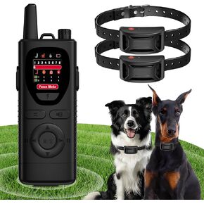 2-in-1 Wireless Dog Fence System and Training Remote for 2 Dogs - Multiple Dog Electric Fence Pet Containment Waterproof Collars Safe Adjustable Boundary Rechargeable Easy Operation