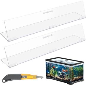 Sieral Aquarium Lids Polycarbonate Canopy 2 قطعة محددة 22.95 × 11.5 × 0.12 بوصة ل 33/40/55 جالون مع حدود المائية المركزية تغطية غطاء خزان السمك مع سكين خطاف ، واضحة ، واضحة
