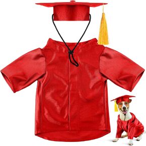 Dog Graduation Cap and Gown 2025 Washable Pet Graduation Costume for Dog Cat Shirt and hat(Black)