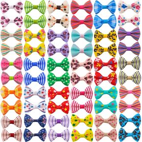 أقواس شعر الكلب جرو صغير: مقاطع للهدايا للحيوانات الأليفة 60pcs (30 Colros × 2)