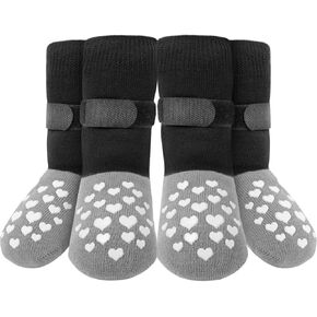 Non-Slip Dog Socks Prevent Licking Paws,Grippy Socks for Senior Dog Walk on Hardwood Floor,Paw Protectors,Black 2 Pairs,L