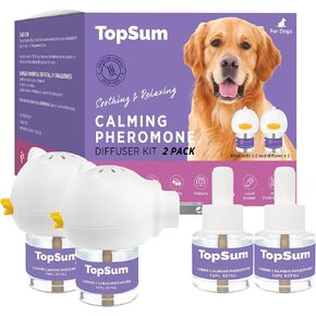 Pheromone Diffuser for Dogs: Premium Dog Calming Diffuser - Calming Pheromones for Dogs - Dog Appeasing Pheromone - Pet Calming Diffuser, 2 Pack (A Purple)
