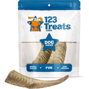 Goat Horns for Dogs Chews 9-11 inches (2 Count - Large) 100% Natural Long Lasting chew for Dogs