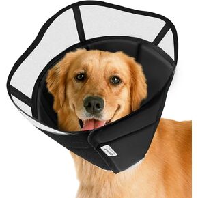 Upgraded Soft Dog Cone for Dogs After Surgery, Breathable Pet Recovery Collar for Large Medium Small Dogs and Cats, Adjustable Dog Cone Collar, Elizabethan Collar (L, Black)