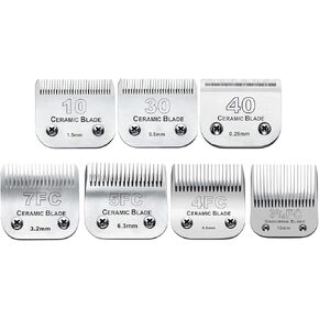 6Pack 10Blades Dog Grooming Replacement Blades Compatible with Andis Pet Clipper/Oster A5/Wahl KM Series Dog Clipper,Ceramic Blade & Stainless Steel Blade (#10+30+5FC+7FC+3FC+4F)