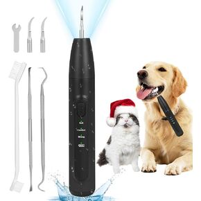 Dog Plaque and Tartar Remover,Dogs Teeth Cleaning Kit with Led Light,3 Modes Dog Tooth Plaque Remover,Canident-Sonic Tooth Cleaner for Dogs and Cats,Low Noise Ultrasonic Pet Teeth Cleaner,Black