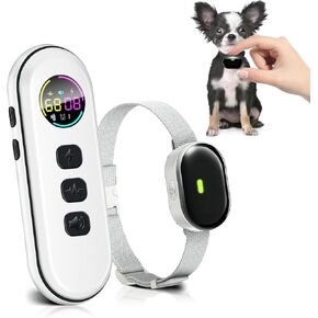 Ultra-Small Dog Shock Collar, Ultra-Light & Thin Dog Training Collar with 1300ft Remote, Tailored for Small Dogs 5-15lbs & Medium Dogs, 198-Level Precise Control, Waterproof, Rechargeable (White)