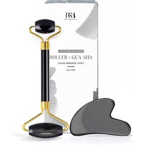 أدوات Roselynboutique Gua sha الوجه وطربة الوجه لأداة العناية بالبشرة الطبيعية غير المتجاعدة أداة Jade Roller Guasha لمدفق الوجه (الأخضر)